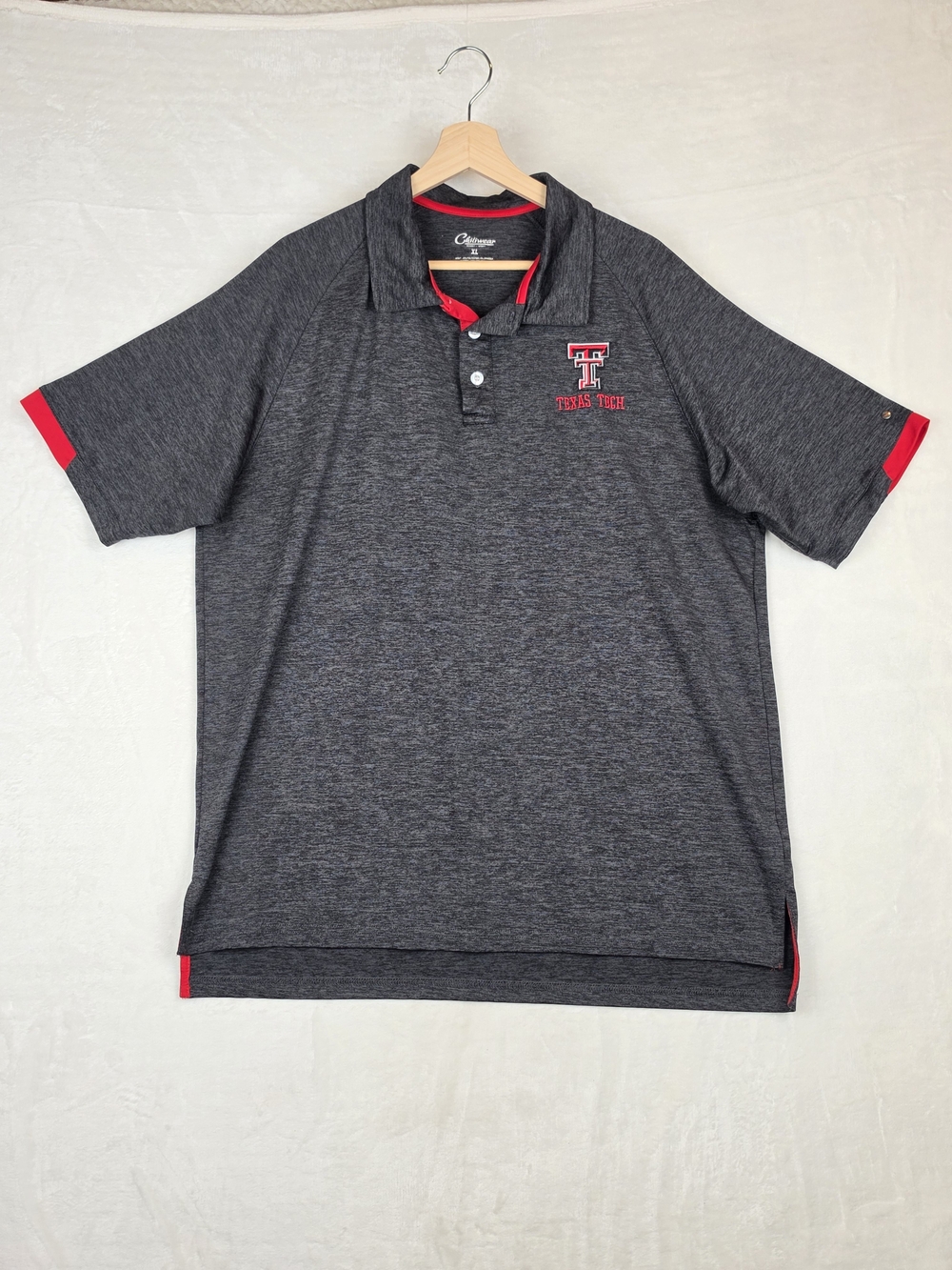 Texas Tech‎ Red Raiders Chiliwear Polo Mens XL Gray Red Golf Shirt NCAA